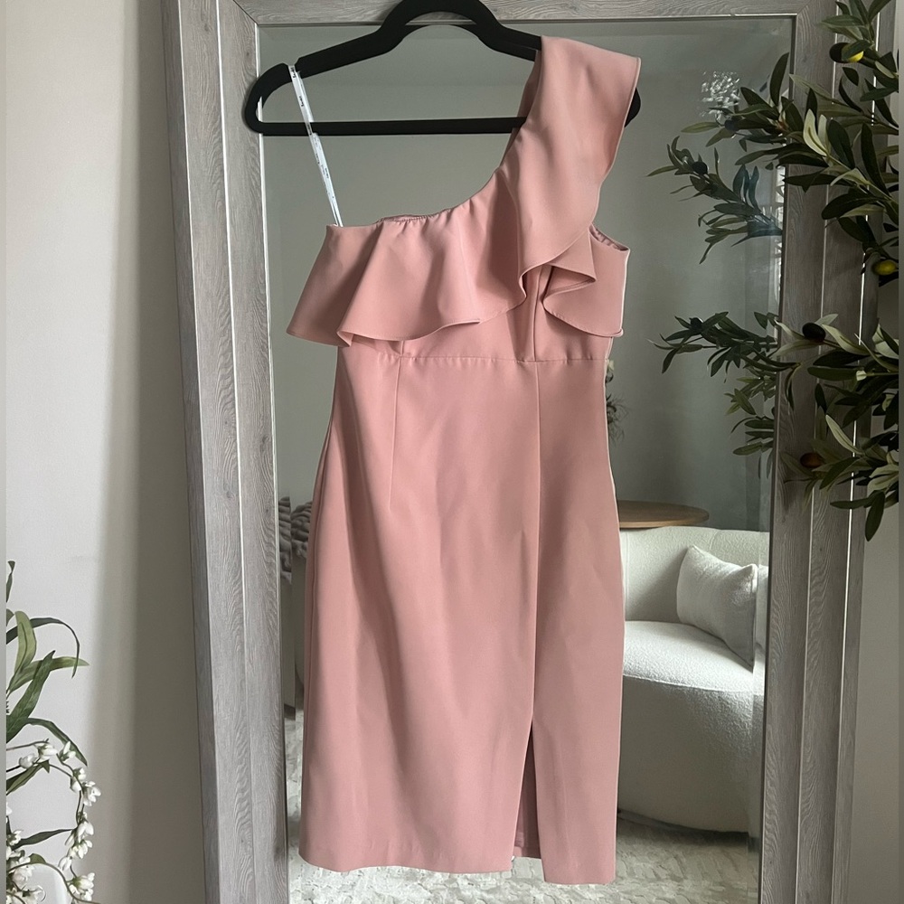 Revolve Bardot One Shoulder Pink Pastel Dress